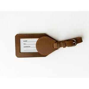 Leather AirTag Holder Luggage Tag Travel ID Case Brown Buckle Strap